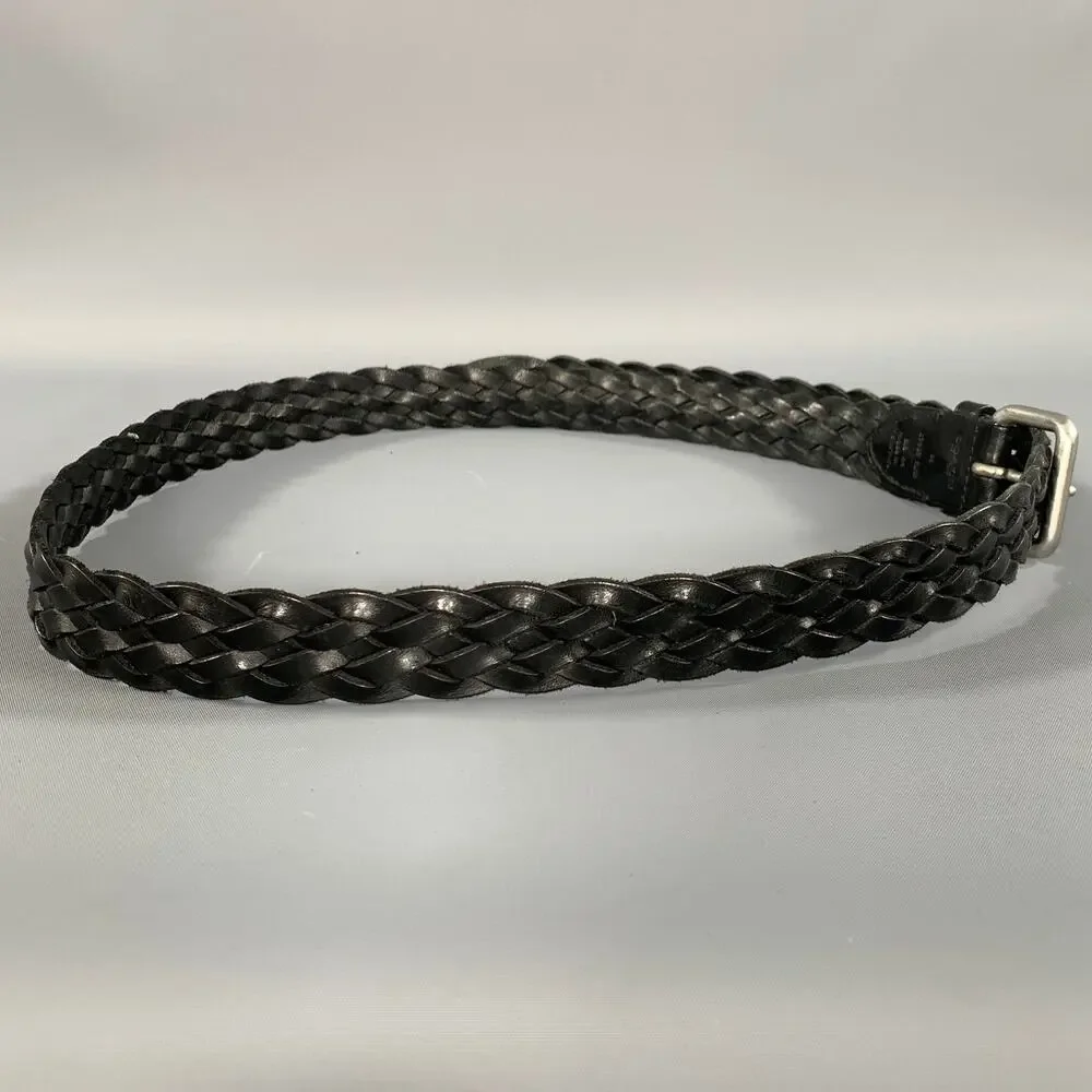 COACH Size 34 Black Braided Leather Belt
